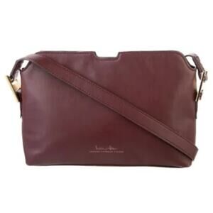 INDIA HICKS Maddison May Leather Crossbody Bag Maroon Burgundy Wine